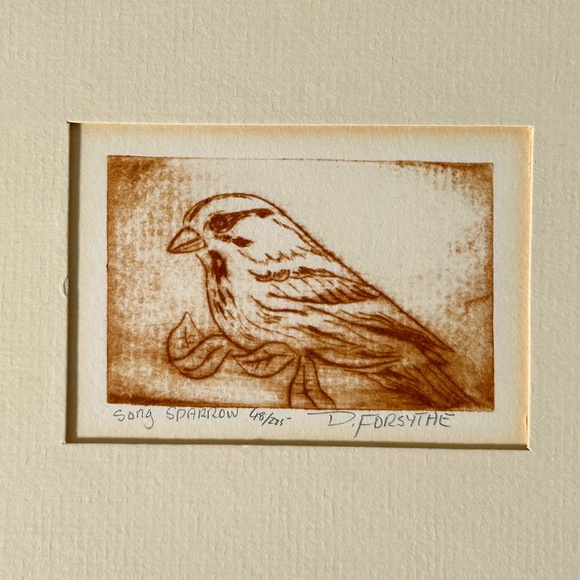 Limited Edition Matted Lithograph Print "Song Sparrow" By Doug Forsythe - Picture 1 of 3